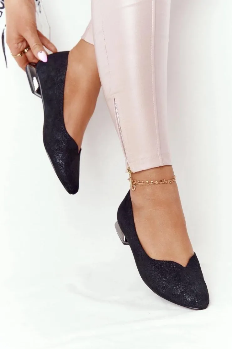 Damskie Buty damskie Vinceza Baleriny Na Srebrnym Obcasie Vinceza 21-10601 Czarne