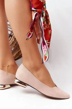 Hot Buty damskie Vinceza Baleriny Na Złotym Obcasie Vinceza 21-10601 Beżowe