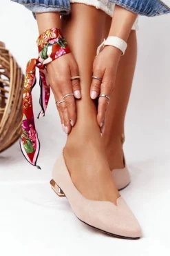 Hot Buty damskie Vinceza Baleriny Na Złotym Obcasie Vinceza 21-10601 Beżowe