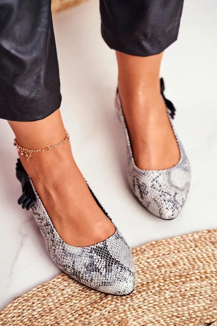 Buty Sergio Leone Baleriny Klasyczne*Baleriny Sergio Leone Szare Wężowy Wzór BL615