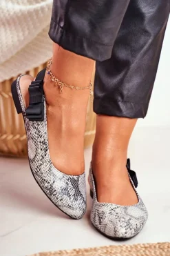 Buty Sergio Leone Baleriny Klasyczne*Baleriny Sergio Leone Szare Wężowy Wzór BL615