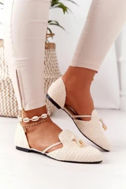 Boto Baleriny Klasyczne*Baleriny W Szpic Z Plecionką Lu Boo Beżowe