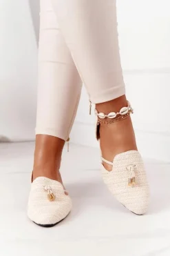 Boto Baleriny Klasyczne*Baleriny W Szpic Z Plecionką Lu Boo Beżowe
