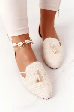 Boto Baleriny Klasyczne*Baleriny W Szpic Z Plecionką Lu Boo Beżowe