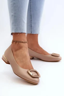 Hot Buty Sergio Leone Baleriny Z Klamrą Sergio Leone BL203 Beżowe