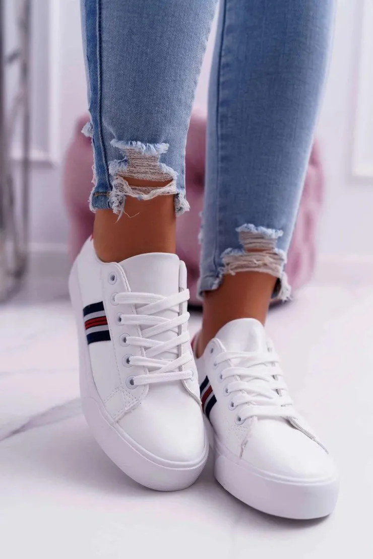 Discount Boto Białe Damskie Sportowe Tenisówki Acarana