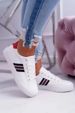 Discount Boto Białe Damskie Sportowe Tenisówki Acarana