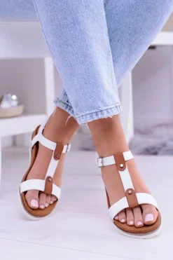 Damskie Boto Białe Wygodne Sandały Damskie Płaskie Dubi