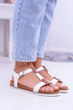 Damskie Boto Białe Wygodne Sandały Damskie Płaskie Dubi