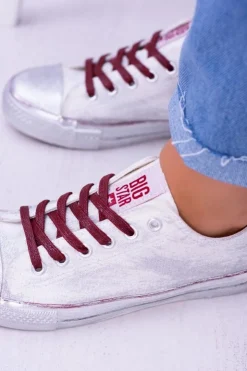Damskie Big Star Shoes Big Star Białe Posrebrzane Tenisówki Trampki BB274014