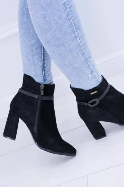 Big Star Shoes Botki Na Słupku|Botki Na Obcasie*Big Star Czarne Zamszowe Botki Na Słupku BB274383