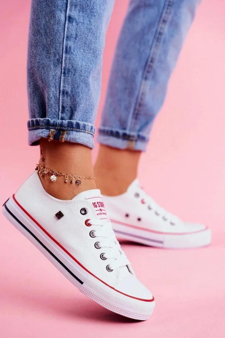 Hot Big Star Shoes Big Star Damskie Białe Trampki T274022 Biały