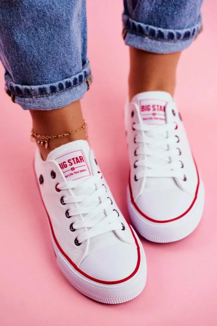 Hot Big Star Shoes Big Star Damskie Białe Trampki T274022 Biały