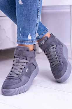 Damskie Big Star Shoes Big Star Szare Sneakersy Trampki BB274645