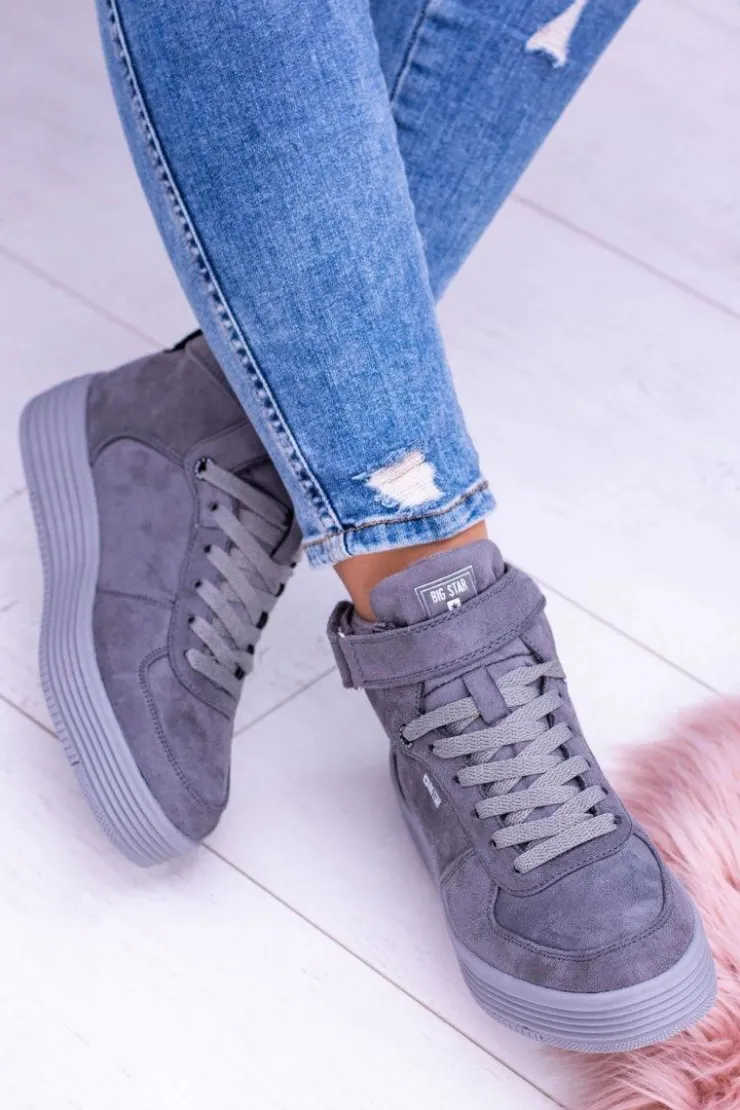 Damskie Big Star Shoes Big Star Szare Sneakersy Trampki BB274645