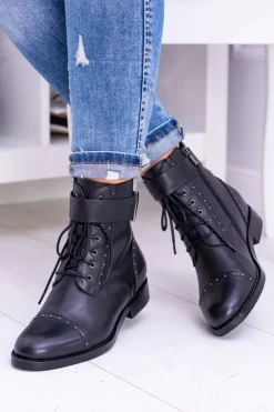 Damskie Big Star Shoes BIG STAR WYSOKIE BOTKI SZTYBLETY SKÓRZANE BB274612