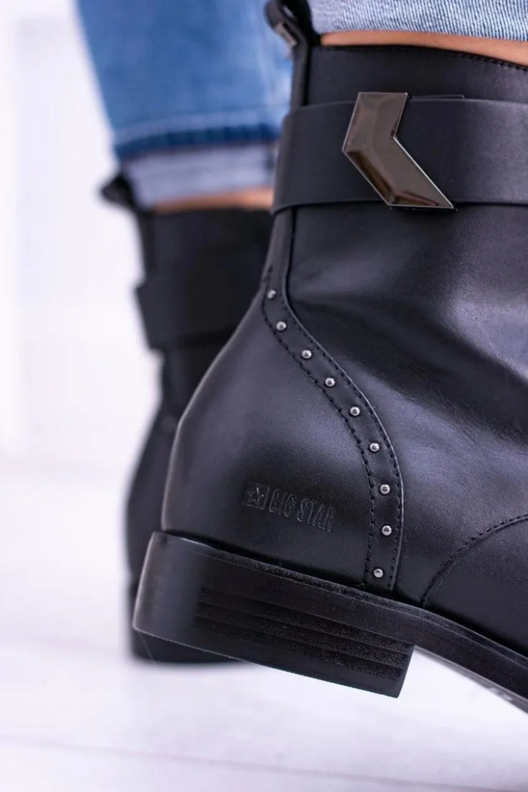 Damskie Big Star Shoes BIG STAR WYSOKIE BOTKI SZTYBLETY SKÓRZANE BB274612