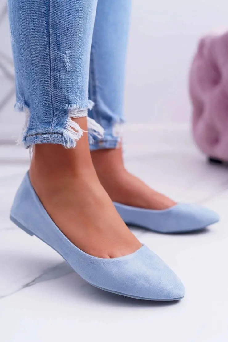 Damskie Boto Błękitne Damskie Balerinki Zamsz Bueno