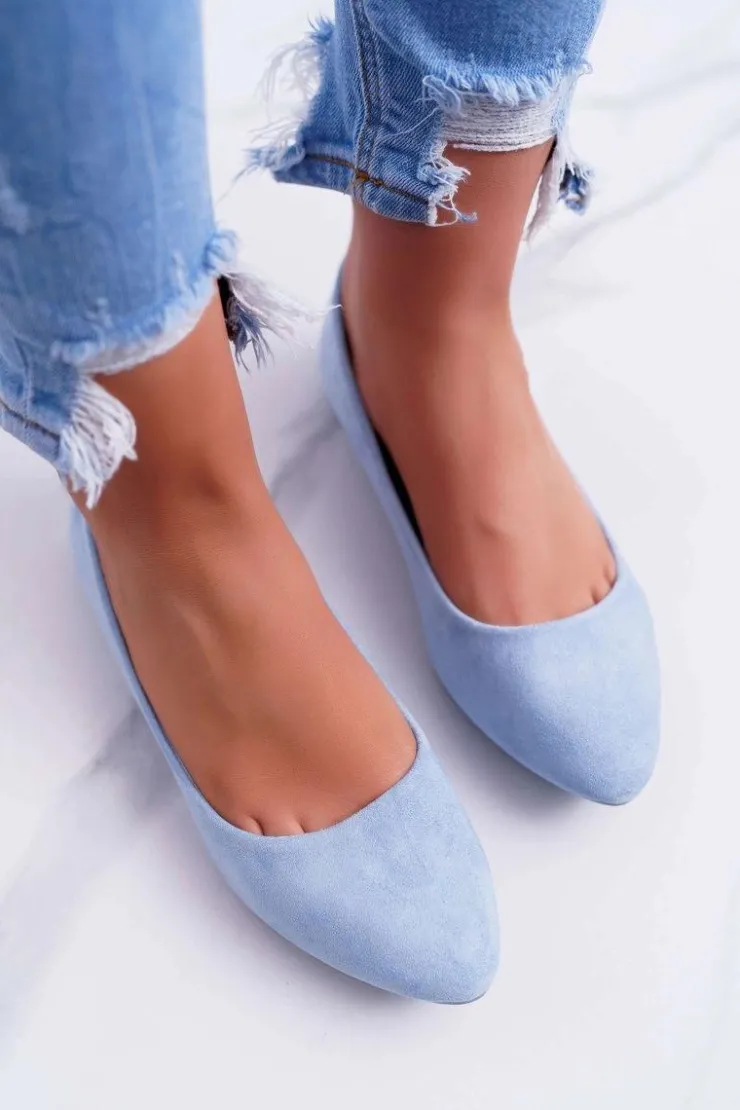 Damskie Boto Błękitne Damskie Balerinki Zamsz Bueno