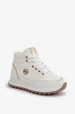 Boto Damskie Trapery|Botki Sznurowane*Botki Buty Sportowe Damskie Ocieplane Na Platformie Białe Ariatte