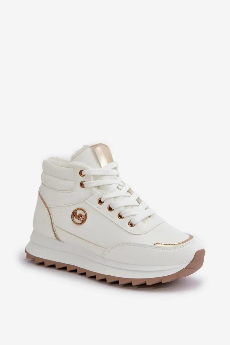 Boto Damskie Trapery|Botki Sznurowane*Botki Buty Sportowe Damskie Ocieplane Na Platformie Białe Ariatte