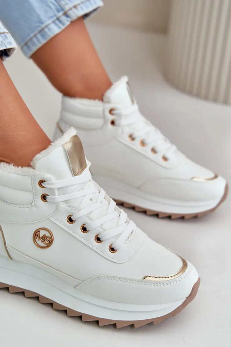 Boto Damskie Trapery|Botki Sznurowane*Botki Buty Sportowe Damskie Ocieplane Na Platformie Białe Ariatte