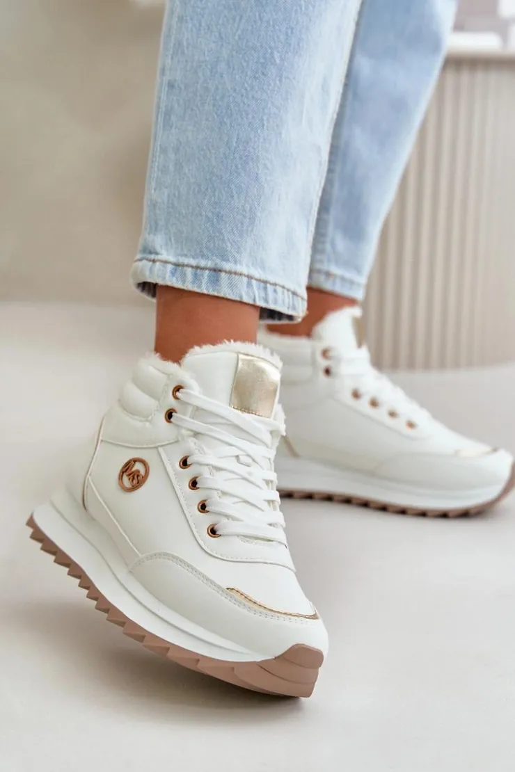Boto Damskie Trapery|Botki Sznurowane*Botki Buty Sportowe Damskie Ocieplane Na Platformie Białe Ariatte