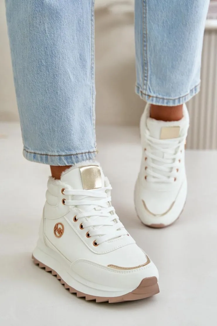 Boto Damskie Trapery|Botki Sznurowane*Botki Buty Sportowe Damskie Ocieplane Na Platformie Białe Ariatte