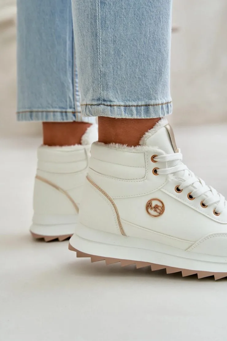 Boto Damskie Trapery|Botki Sznurowane*Botki Buty Sportowe Damskie Ocieplane Na Platformie Białe Ariatte