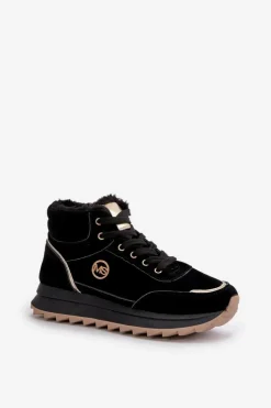 Clearance Boto Botki Buty Sportowe Damskie Ocieplane Na Platformie Czarne Ariatte