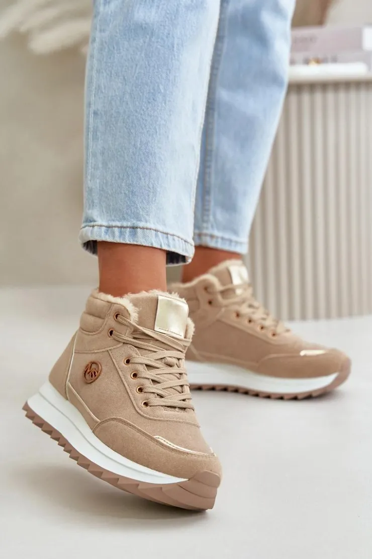 Damskie Boto Botki Buty Sportowe Damskie Ocieplane Na Platformie Khaki Ariatte