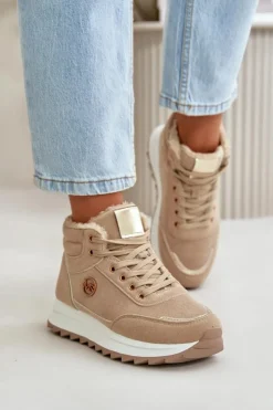 Damskie Boto Botki Buty Sportowe Damskie Ocieplane Na Platformie Khaki Ariatte