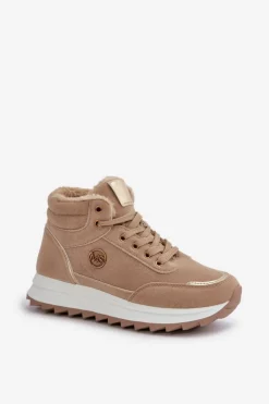 Damskie Boto Botki Buty Sportowe Damskie Ocieplane Na Platformie Khaki Ariatte
