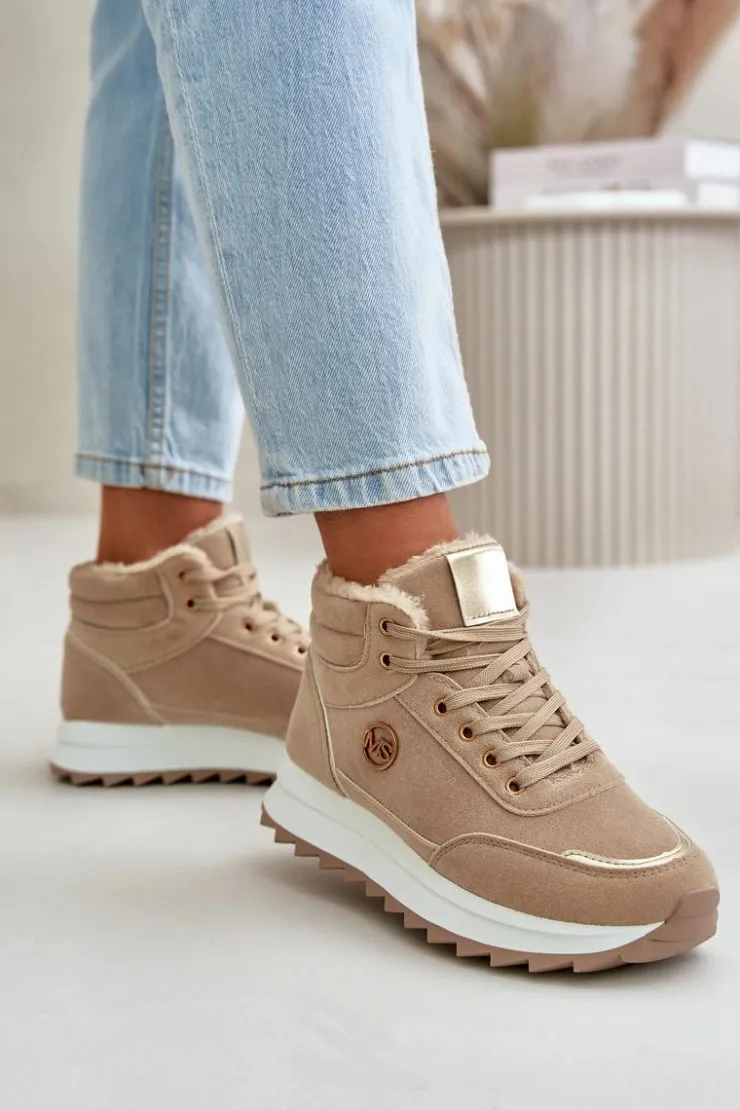 Damskie Boto Botki Buty Sportowe Damskie Ocieplane Na Platformie Khaki Ariatte