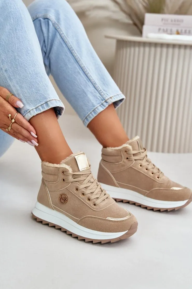 Damskie Boto Botki Buty Sportowe Damskie Ocieplane Na Platformie Khaki Ariatte