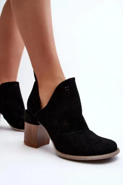 Online Boto Botki Damskie Ażurowe Na Słupku Czarne Niartima Czarny