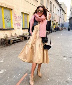 Outlet Boto Botki Damskie Beżowe Skórzane na Obcasie Chavai