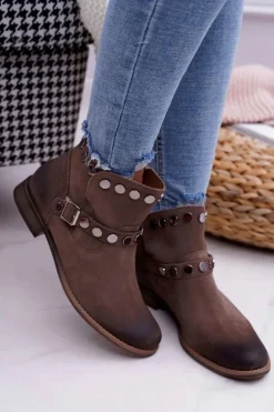 New Boto Botki Damskie Beżowe Welurowe Exquisite 1172