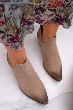 Boto Botki Wiosenne|Brązowe I Beżowe Botki*Botki Damskie Beżowe Wiosenne Skórzane Anabella