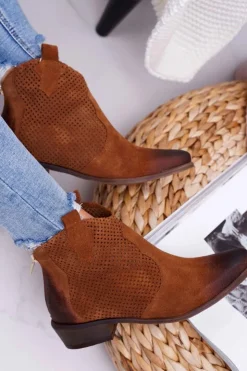 Boto Botki Wiosenne|Brązowe I Beżowe Botki*Botki Damskie Brązowe Skórzane Exquisite 1166
