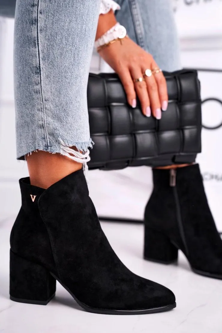 Damskie Buty damskie Vinceza Botki Damskie Ciepłe Eko Zamsz Czarne So Good