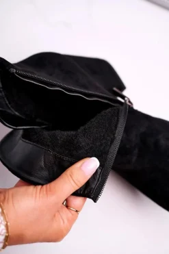 Damskie Buty damskie Vinceza Botki Damskie Ciepłe Eko Zamsz Czarne So Good