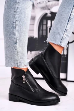 Damskie Boto Botki damskie czarne Magnat