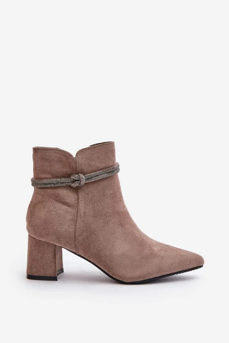 Boto Brązowe I Beżowe Botki|Botki Na Obcasie*Botki Damskie Eko Zamszowe Na Słupku Z Noskami W Szpic Brązowe Terivannes