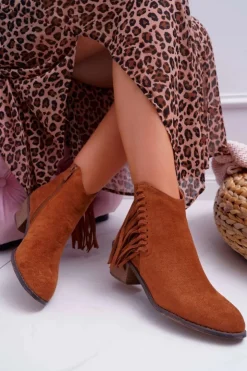 Boto Botki Wiosenne|Botki Zimowe Damskie*Botki Damskie Kowbojki Camel Agnes