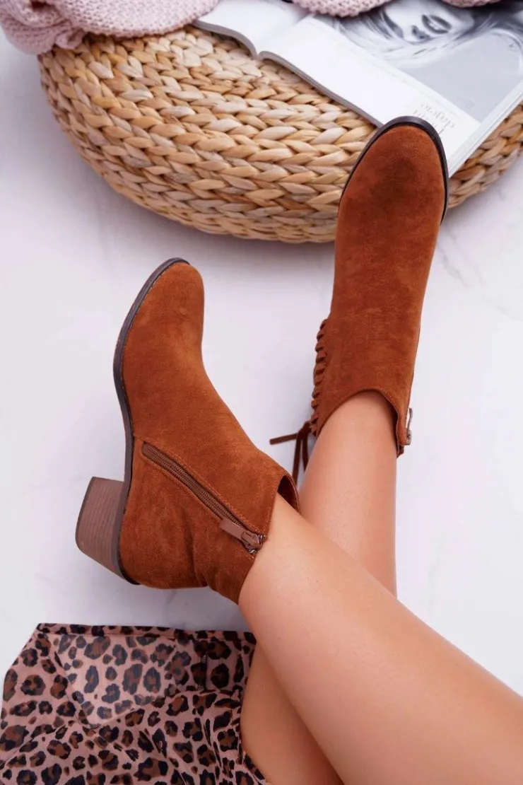 Boto Botki Wiosenne|Botki Zimowe Damskie*Botki Damskie Kowbojki Camel Agnes