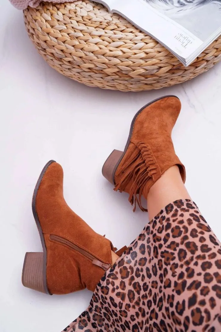 Boto Botki Wiosenne|Botki Zimowe Damskie*Botki Damskie Kowbojki Camel Agnes