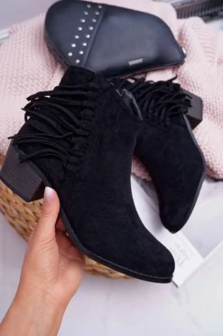 Online Boto Botki Damskie Kowbojki Czarne Agnes