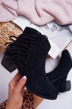 Online Boto Botki Damskie Kowbojki Czarne Agnes