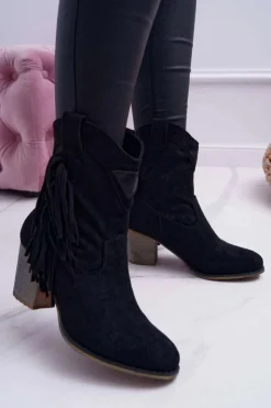 Boto Botki Na Słupku|Brązowe I Beżowe Botki*Botki Damskie Kowbojki z Klamrą Czarne Marciapo